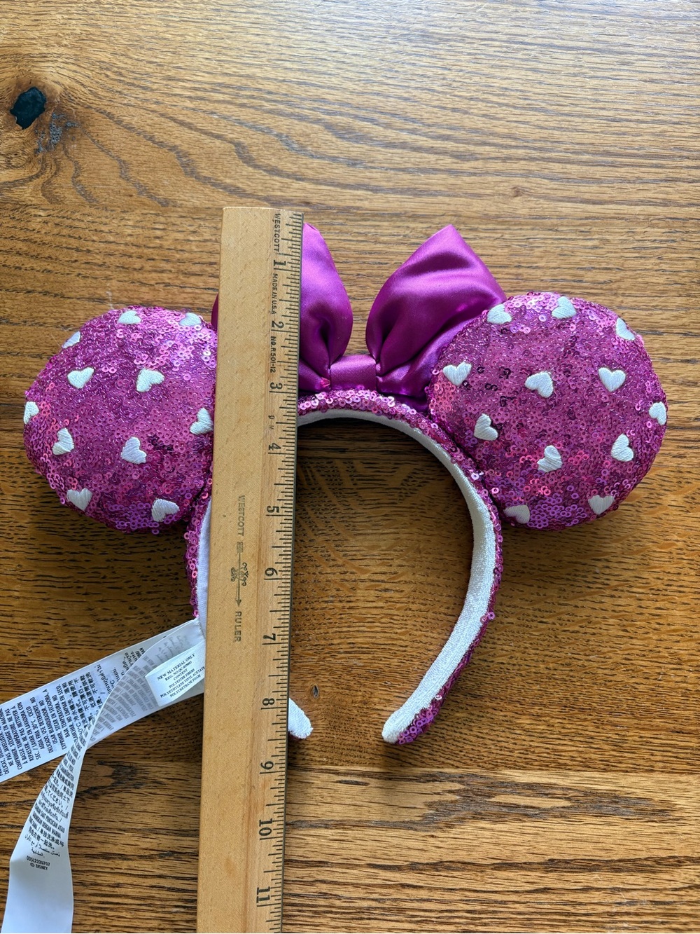 2022 Hot Pink/magenta Heart and Sequin Disney Minnie Mouse Ears - Picture 9 of 10